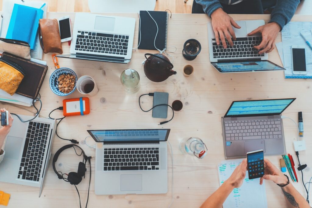 Digital products to sell from your UK blog laptop workspace setup